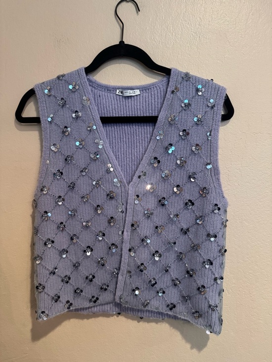 Zara Jackets & Blazers - Zara Lavender Sequin Embellished Knit Vest Coachella Vibes, Festival Vibes